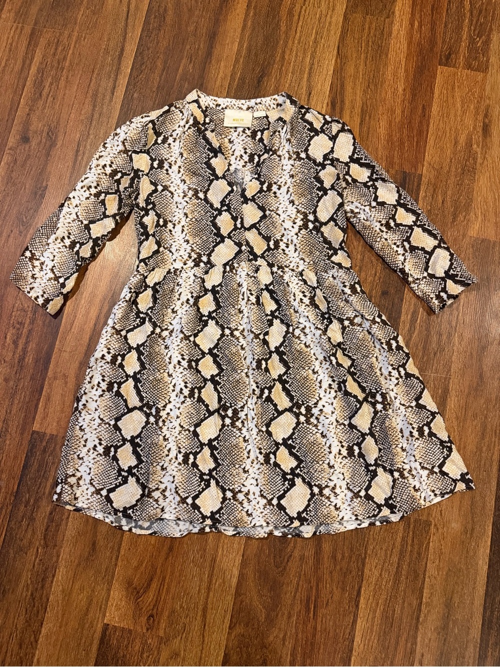 Maeve by Anthropologie Beige and Black Snake Print Casual Dress XS